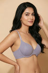Zivame Padded Plunge Wired Medium Coverage Tshirt Bra - Silver Bullet — thumbnail 2
